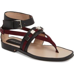 $550 Stuart Weitzman Estrella Sandal GLADIATOR LEATHER SUEDE STUDDED 7.5 (DA16)
